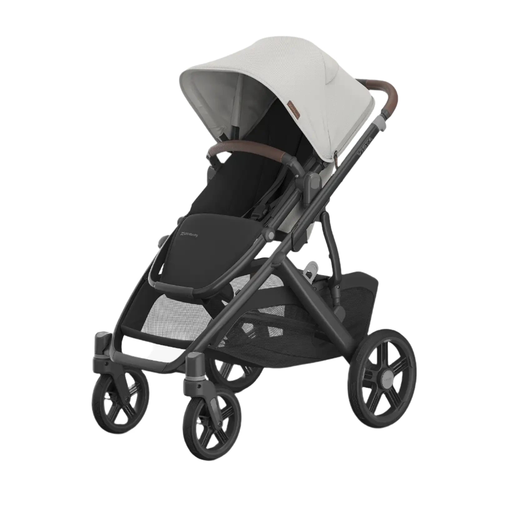 uppababy with bassinet and seat Uppababy Vista V3 Stroller Savannah - Pearl Gray Jacquard | Carbon Frame