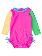 SWIM SAFE NEON COLOR BLOCK RASHGUARD