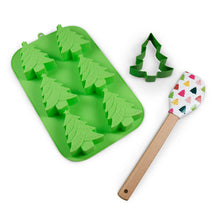 Load image into Gallery viewer, FESTIVE TREE BAKING SET – Cupcake Mold, Spatula &amp; Cutter