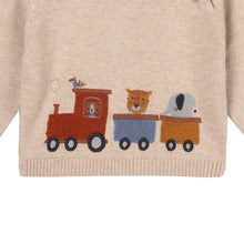 Load image into Gallery viewer, ANIMAL TRAIN ORGANIC KNIT BABY SWEATER