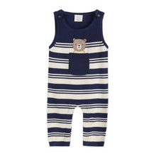 Load image into Gallery viewer, ORGANIC BEAR POCKET KNIT OVERALL SET