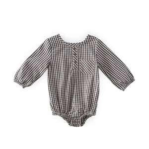 Gingham Long Sleeve One-Piece - Indigo