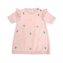 Load image into Gallery viewer, FLORAL EMBROIDERED ORGANIC SHORT SLEEVE DRESS