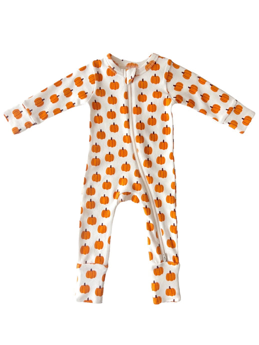 ORGANIC 2-WAY ZIP ROMPER - pumpkin