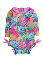 BABY GIRL'S NEON OCEAN CORAL SWIMSUIT