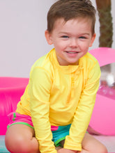 Load image into Gallery viewer, NEON YELLOW ZIPPER RASHGUARD
