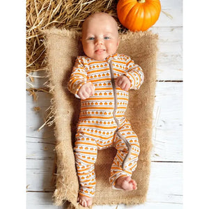 ORGANIC 2-WAY ZIP ROMPER - pumpkin stripe