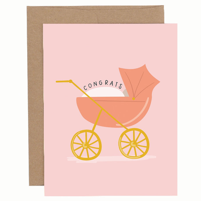 CARD - congrats pink carriage
