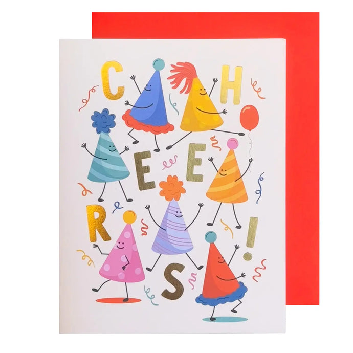 CARD - cheers party hats