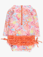 Load image into Gallery viewer, SUNSET SEASHELLS RASH GUARD SWIMSUIT
