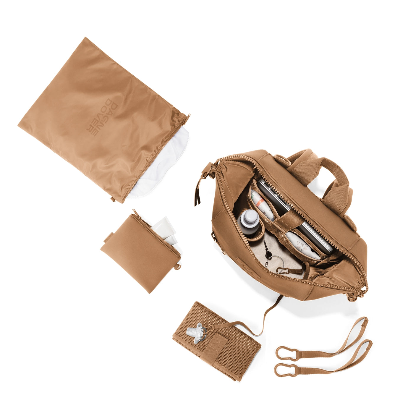 camel leather diaper bag backpack Dagne Dover Medium Indi Diaper Backpack