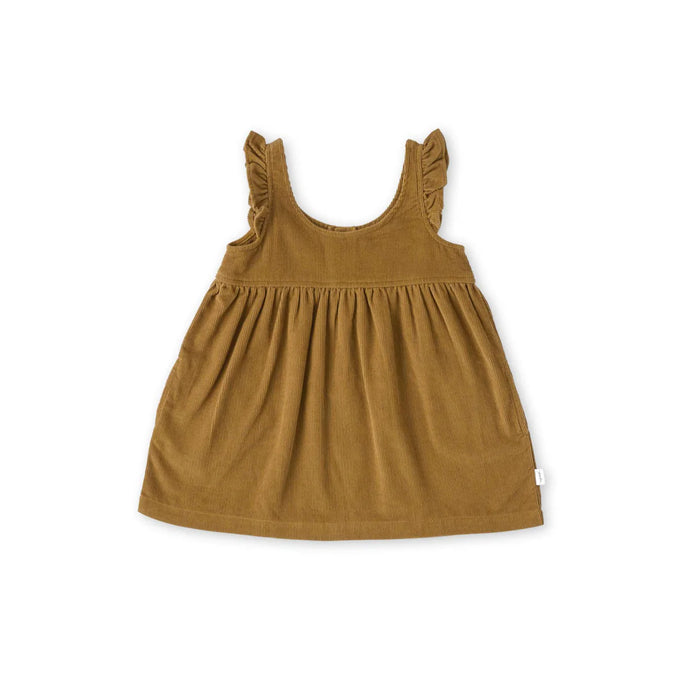 CORDUROY PINAFORE DRESS - ochre