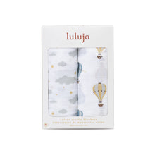 Load image into Gallery viewer, LULUJO SWADDLE SET – Hot Air Balloons &amp; Clouds