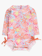 Load image into Gallery viewer, SUNSET SEASHELLS RASH GUARD SWIMSUIT