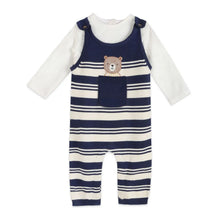 Load image into Gallery viewer, ORGANIC BEAR POCKET KNIT OVERALL SET