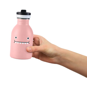 STAINLESS STEEL WATER BOTTLE - Ricedino Pink Dinosaur - Pink