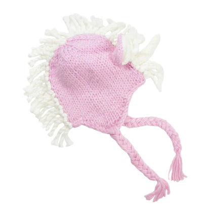 ELLA UNICORN KNIT HAT - pink + white