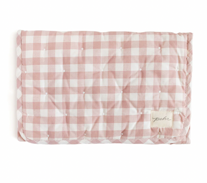 CHANGING PAD CLUTCH - pink gingham