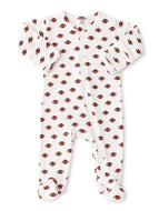 ORGANIC 2-WAY POINTELLE ZIP ROMPER - football