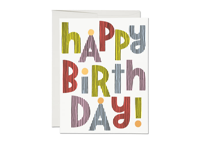 CARD - striped birthday