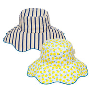 REVERSIBLE LEMON DROP STRIPY SUN HAT- (3-6yrs)