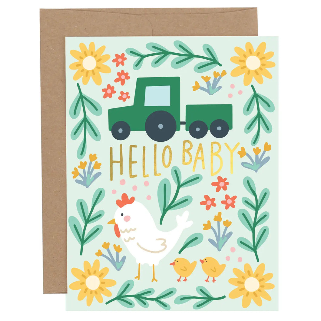 CARD - hello baby chicken