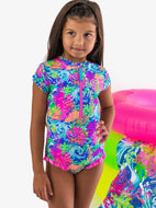 GIRL'S NEON OCEAN CORAL SWIMSUIT