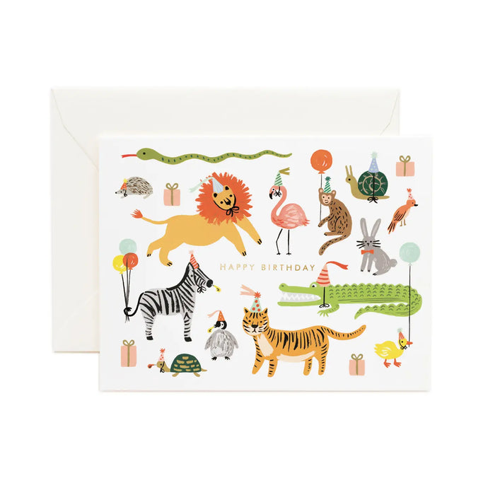 CARD - party animals happy birthday