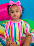 NEON RAINBOW STRIPE SWIMSUIT