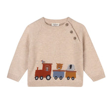 Load image into Gallery viewer, ANIMAL TRAIN ORGANIC KNIT BABY SWEATER