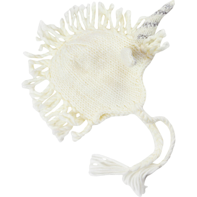 ELLA UNICORN KNIT HAT - white + metallic silver