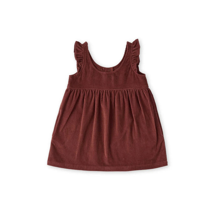 CORDUROY PINAFORE DRESS - mulberry
