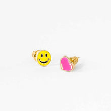 Load image into Gallery viewer, EARRINGS - heart + smiley