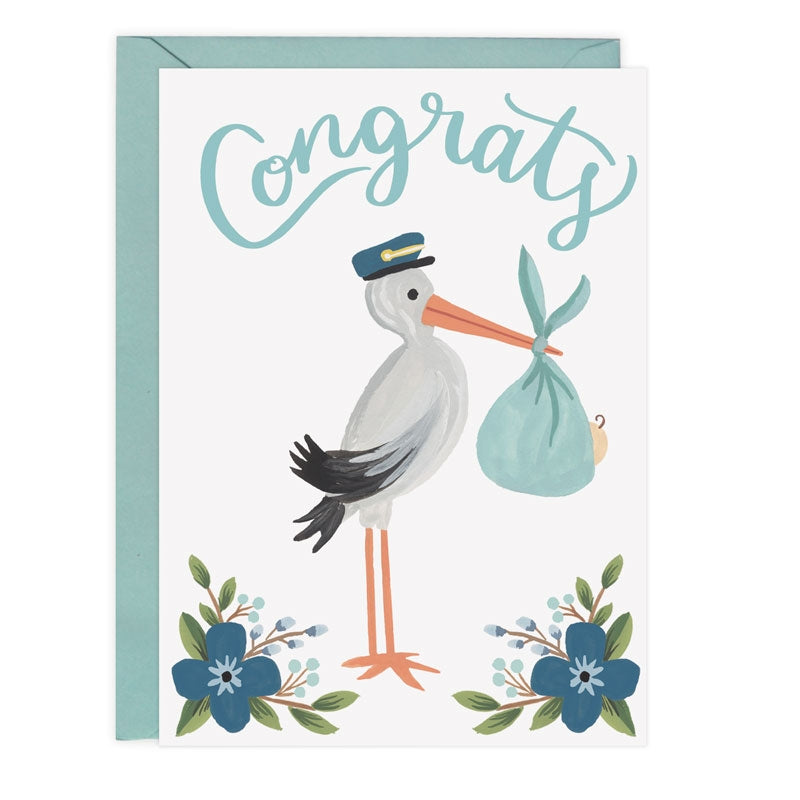 CARD-congrats blue stork