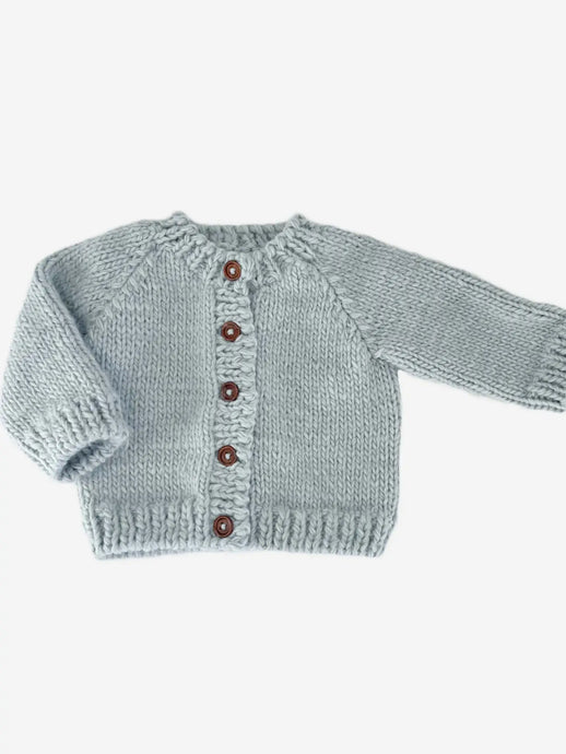 KNIT CARDIGAN-grey blue