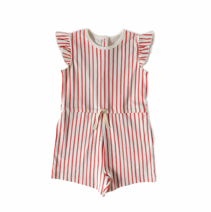 FLUTTER SHORTS ROMPER - red