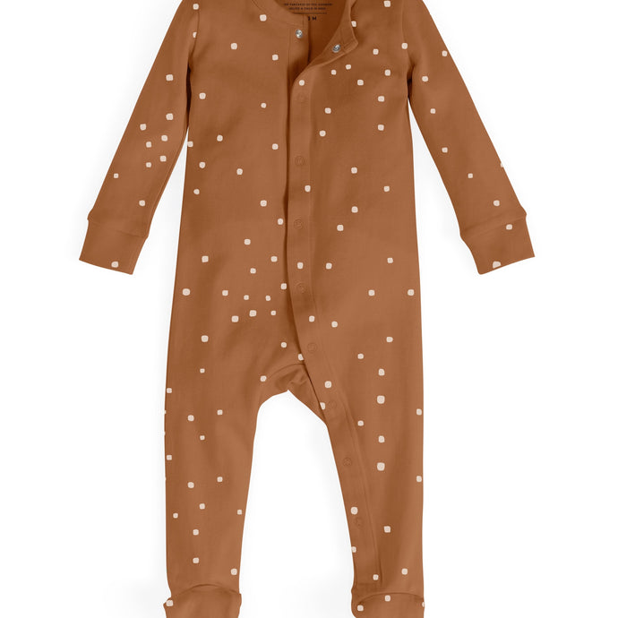 FOOTED PAJAMAS - clay square dot