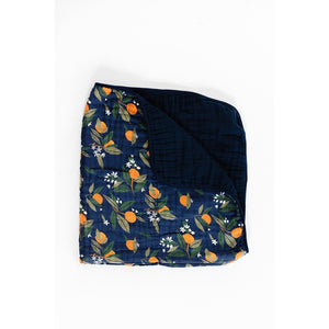 REVERSIBLE QUILT - navy clementine